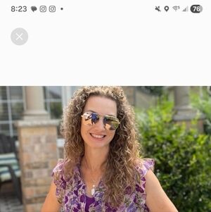 CAbi Purple Floral Blouse with Ruffle Sleeves